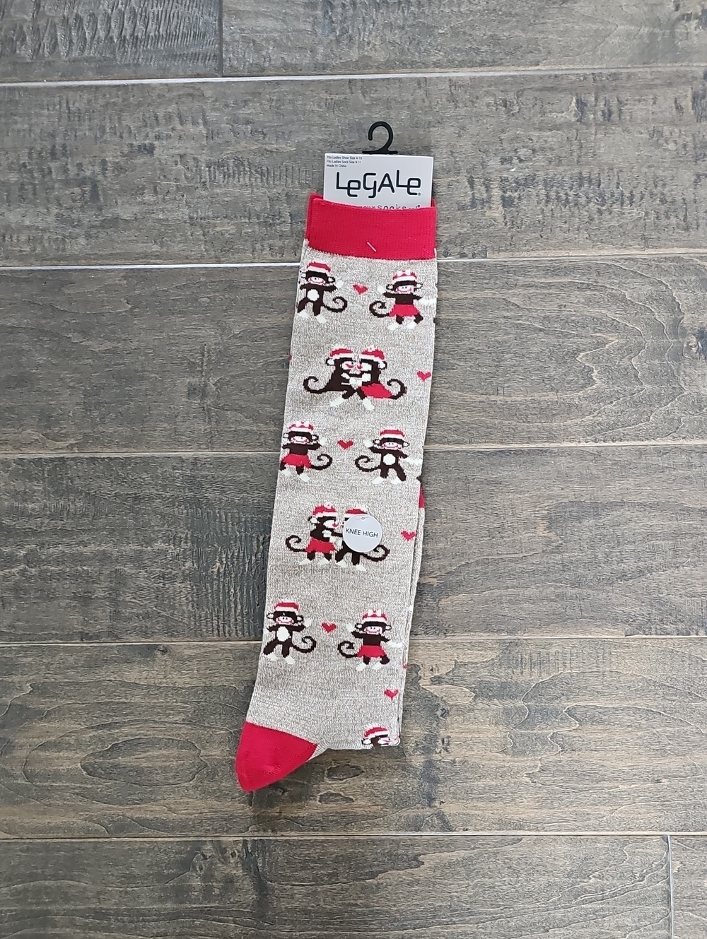 Brand New Women's Legale Novelty Knee High Socks Monkey Pattern Sz 9-11 Shoe Sz